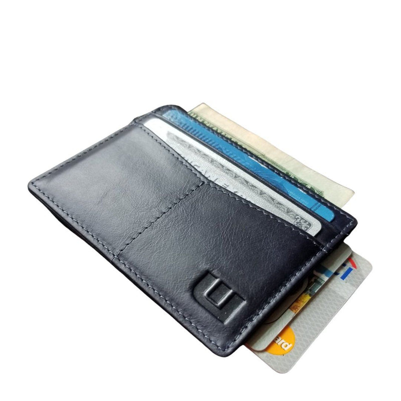 Blue rfid leather slim card holder