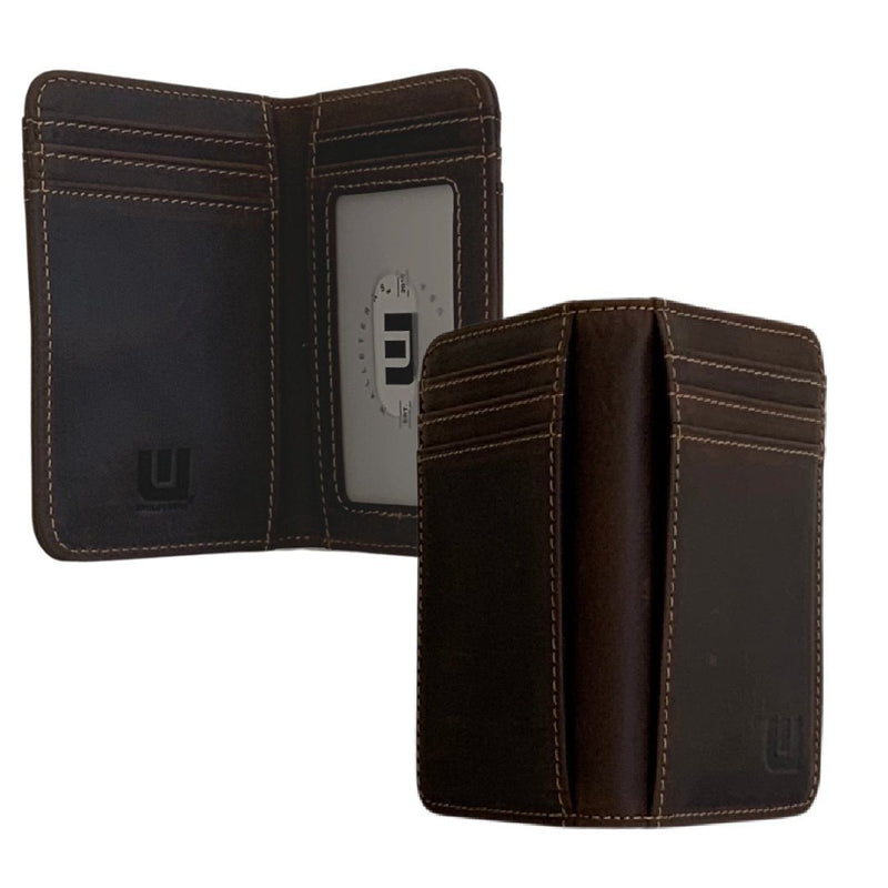 Front Pocket Leather Wallet w/ID - HT3 WALLETERAS Coffee RFID 