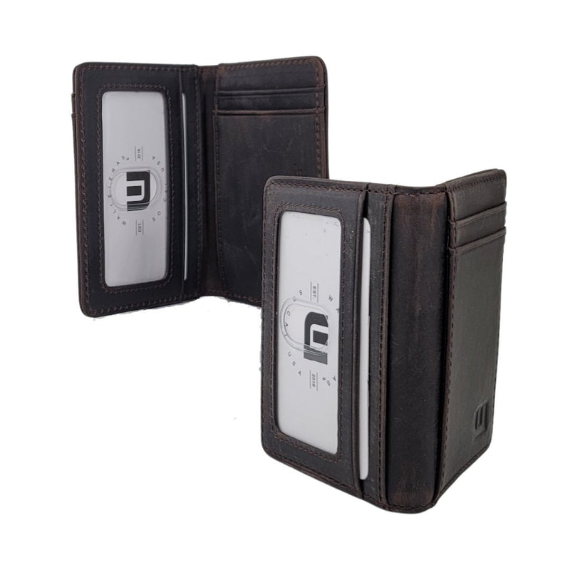 2 ID Front Pocket Leather Wallet - S2-E Front Pocket Wallet Brown  WALLETERAS 