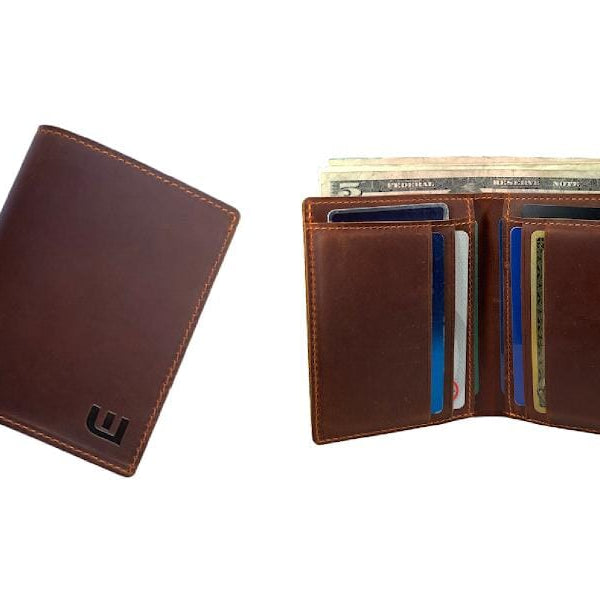 WALLETERAS RFID Bifold ID Wallet with A Money Clip - Brown Black / Money Clip - SR