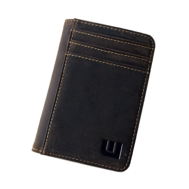 Leather Wallet with Dual ID Windows - Heritage T1 Front Pocket Wallet WALLETERAS 