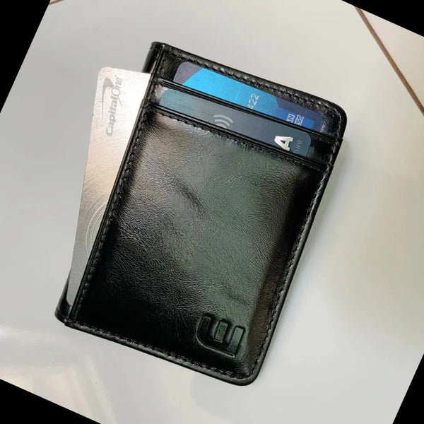 WALLETERAS - 2 ID Slim Leather Wallet with RFID Blocking - S 2ID Front Pocket Wallet WALLETERAS 
