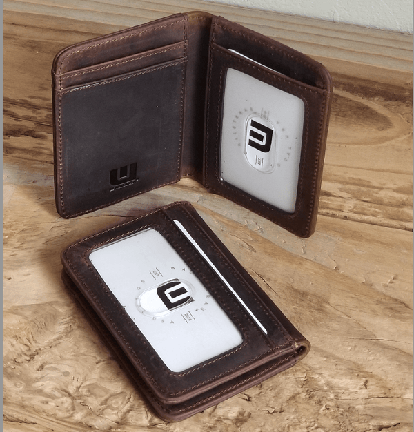 WALLETERAS - 2 ID Slim Leather Wallet with RFID Blocking - S 2ID Front Pocket Wallet WALLETERAS 