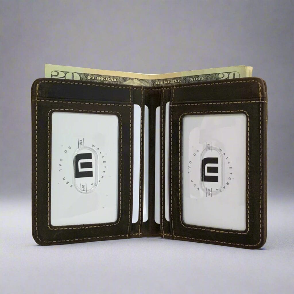 WALLETERAS Dual ID Bifold Leather Wallet - HT1-B Bi-Fold Wallet WALLETERAS 