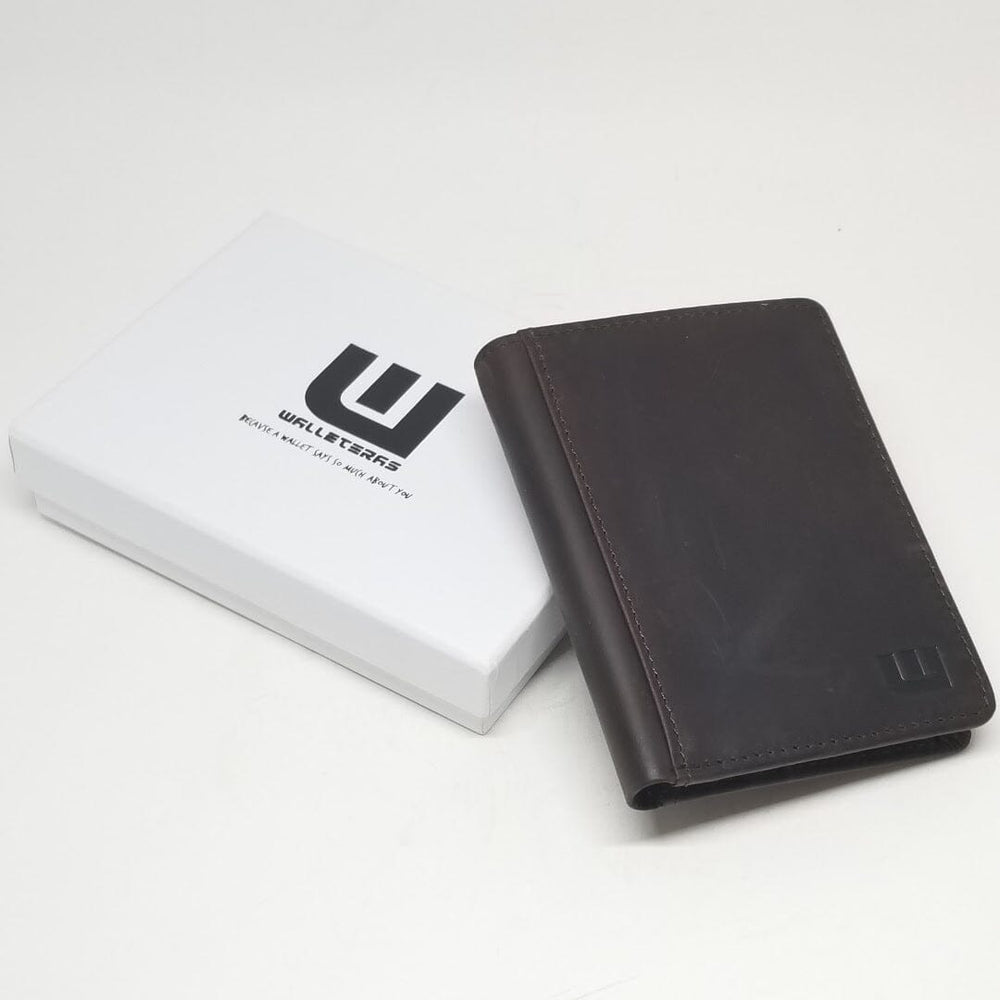 Vertical Style Bifold Wallet For Men|Crazy Horse Leather Wallet