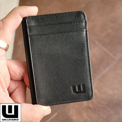 Front Pocket Wallet with RFID in Crazy Horse Leather - Double Espresso "S" Front Pocket Wallet WALLETERAS 