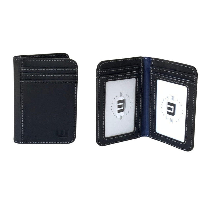 Leather Wallet with Dual ID Windows - Heritage T1 Front Pocket Wallet WALLETERAS Black HT1-RFID 
