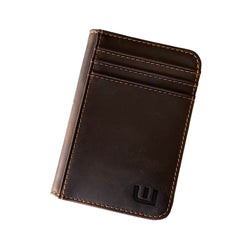 Leather Wallet with Dual ID Windows - Heritage T1 Front Pocket Wallet WALLETERAS Coffee HT1-RFID 