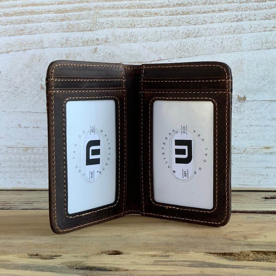 Leather Wallet with Dual ID Windows - Heritage T1 Front Pocket Wallet WALLETERAS 