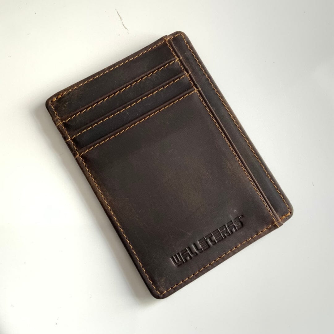 WALLETERAS® Leather Card Holders - Heritage Legacy Slim Credit Card Holders WALLETERAS COFFEE Tall 