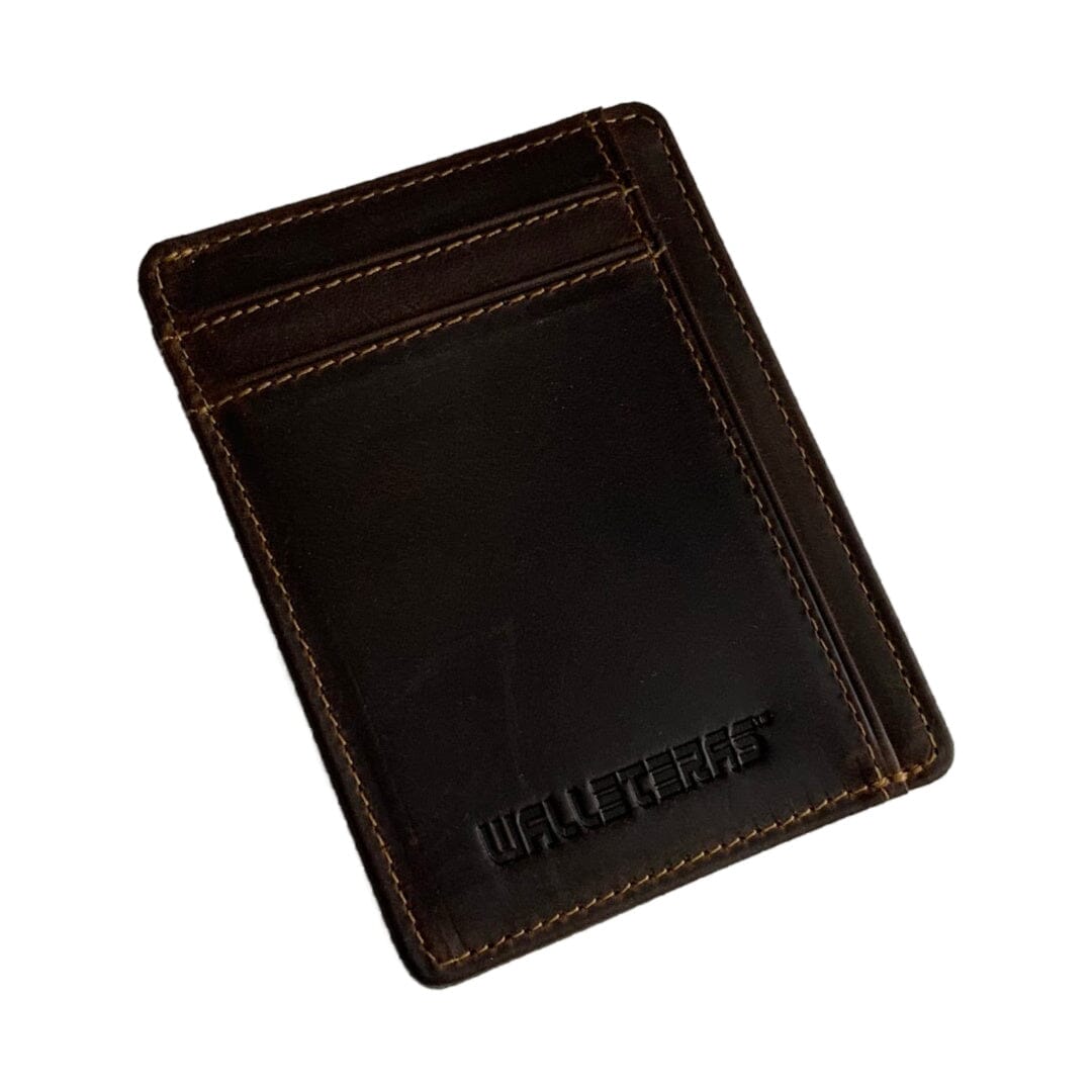 WALLETERAS® Leather Card Holders - Heritage Legacy Slim Credit Card Holders WALLETERAS COFFEE Short - No ID 