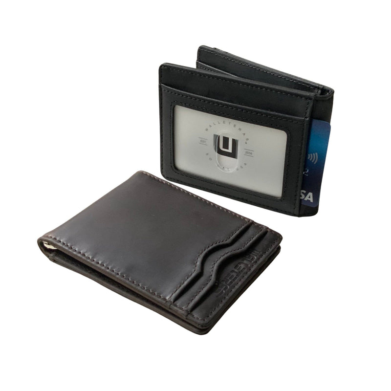 Leather Acrobat Money Clip Bi-Fold Wallet