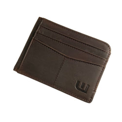 RFID Front Pocket Wallet with ID Window - Espresso Cash Credit Card Holder WALLETERAS Dark Coffee Crazy Horse Leather 