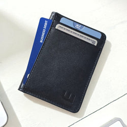 Front Pocket Wallet with RFID in Crazy Horse Leather - Double Espresso "S" Front Pocket Wallet WALLETERAS S Black Top Grain