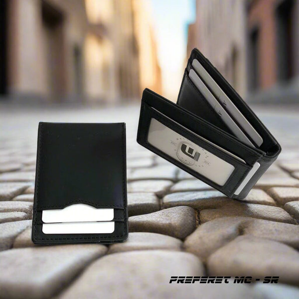 RFID Bifold Wallet With Money Clip in Crazy Horse Leather Money Clip Wallet WALLETERAS 