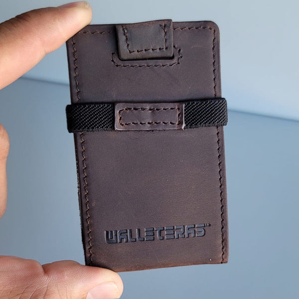 Smallest Card Holder Wallet in Dark Brown - POKET-R1 Credit Card Holder WALLETERAS 