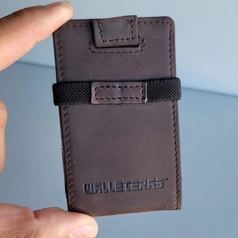 Smallest Card Holder Wallet in Dark Brown - POKET-R1 Credit Card Holder WALLETERAS 