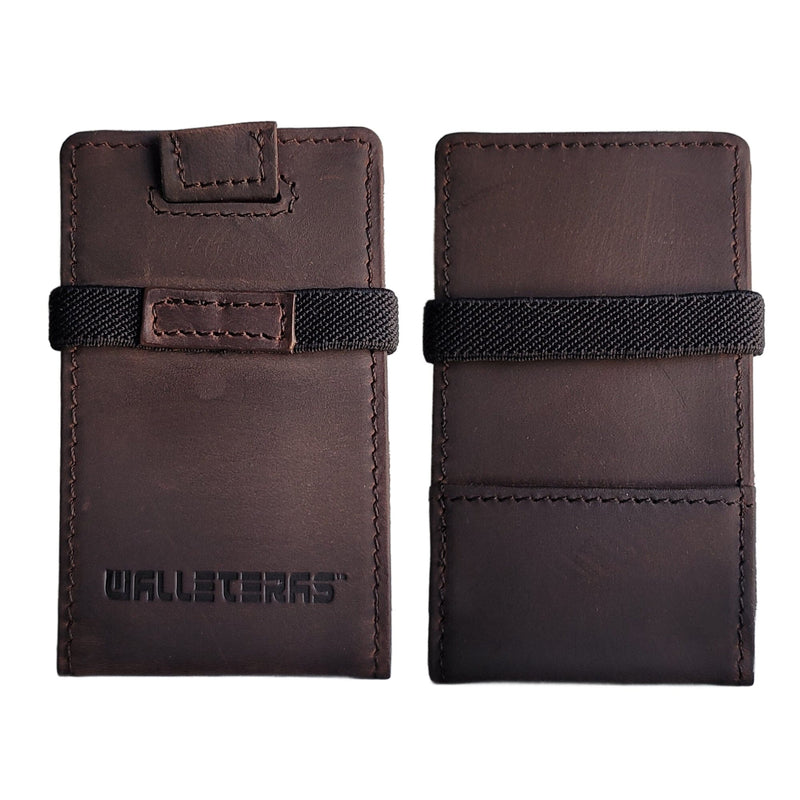 Smallest Card Holder Wallet in Dark Brown - POKET-R1 Credit Card Holder WALLETERAS 