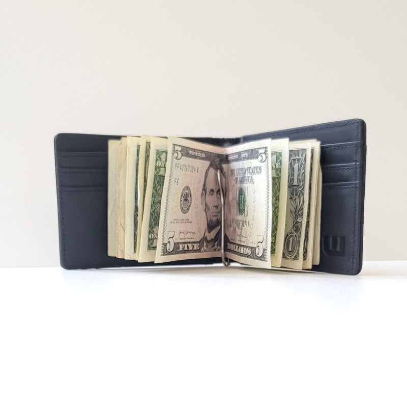 RFID Bifold Wallet With Money Clip in Crazy Horse Leather Money Clip Wallet WALLETERAS 
