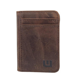 WALLETERAS Slim Bifold Front Pocket Wallet with ID Window - S/ID RFID BiFold Front Pocket Wallet WALLETERAS S/ID Coffee Crazy Horse Leather