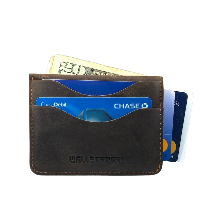 Minimalist Front Pocket Wallet in Crazy Horse Leather - Solo II Credit Card Holders WALLETERAS 