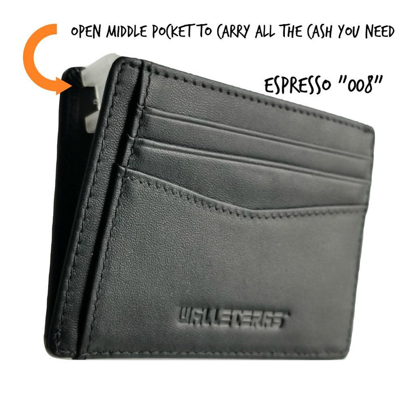 RFID Front Pocket Wallet and Card Holder - Otto RFID Credit Card Holder WALLETERAS Black 008 - Open 