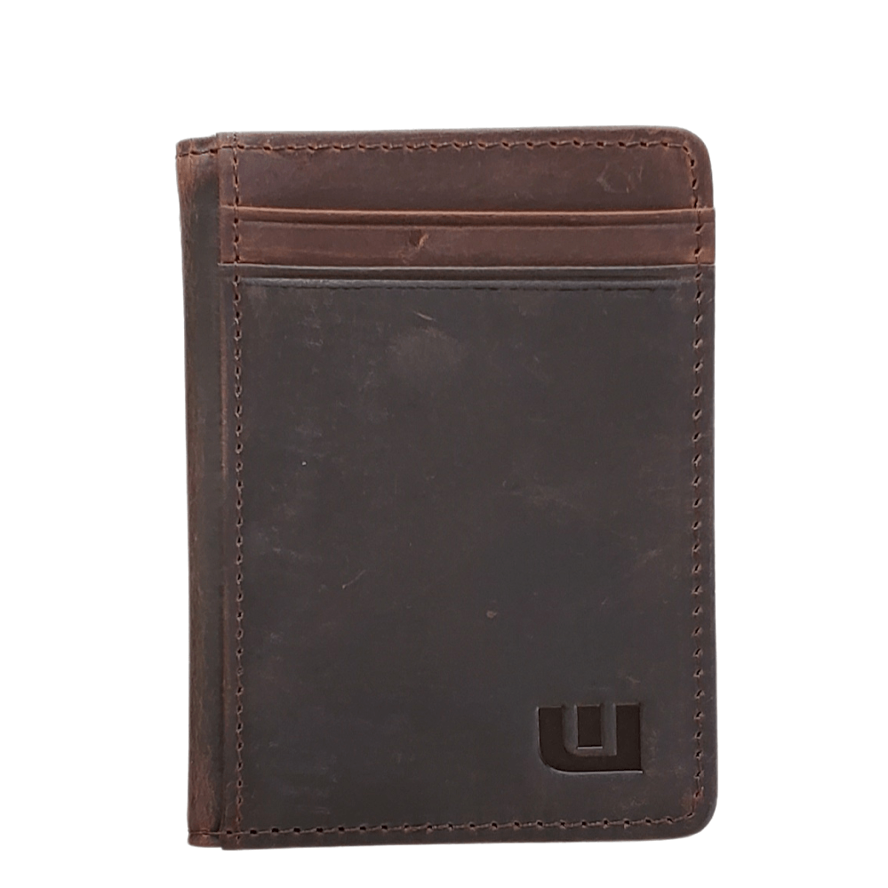 Front Pocket Wallet with RFID in Crazy Horse Leather - Double Espresso S Coffee