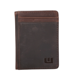 Front Pocket Wallet with RFID in Crazy Horse Leather - Double Espresso Front Pocket Wallet WALLETERAS S Coffee Crazy Horse
