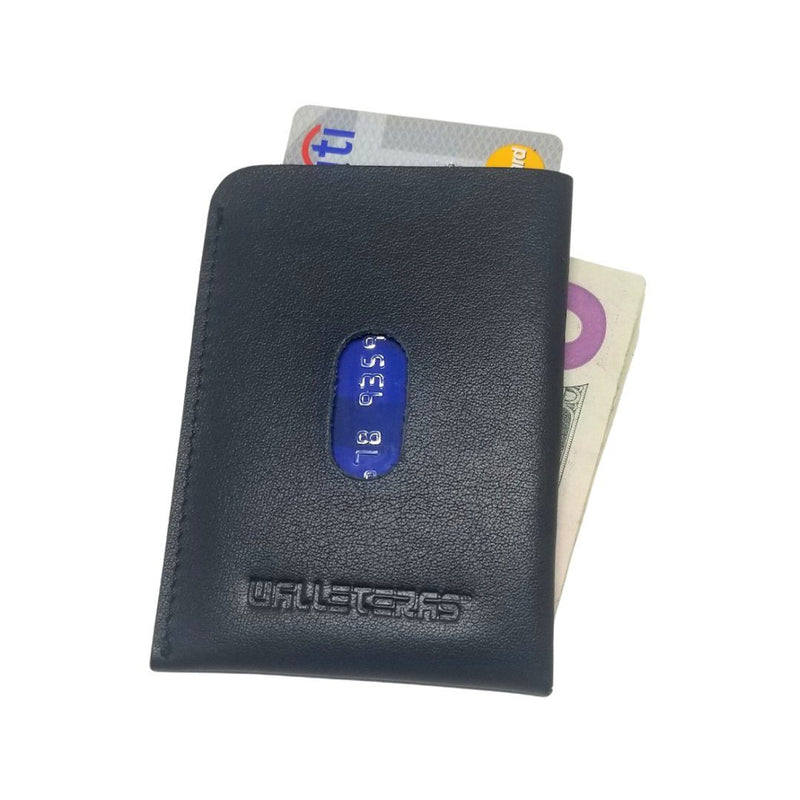 Minimalist Card Holder in Black Leather - POKET Credit Card Holders WALLETERAS 