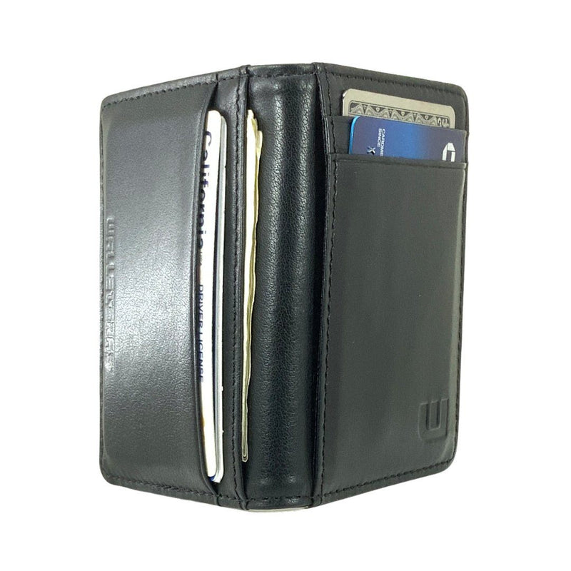 Front Pocket Wallet with RFID in Crazy Horse Leather - Double Espresso "S" Front Pocket Wallet WALLETERAS 