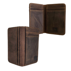 Small Leather Wallet w/RFID Dark Brown Heritage S Front Pocket Wallet WALLETERAS 