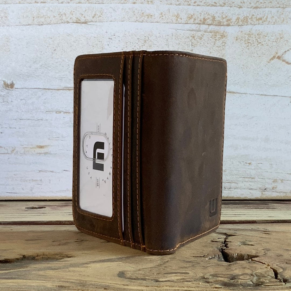HERITAGE TX1 Crazy Horse Leather Bifold | RFID Blocking & Dual ID