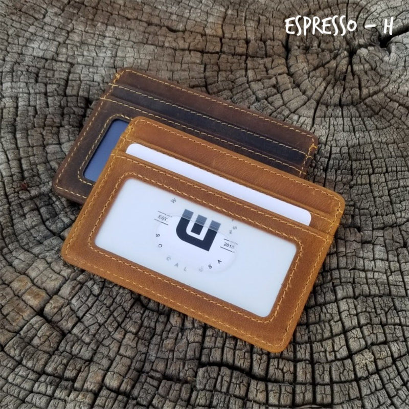 Minimalist ID Leather Wallet - Espresso H Credit Card Holders WALLETERAS 