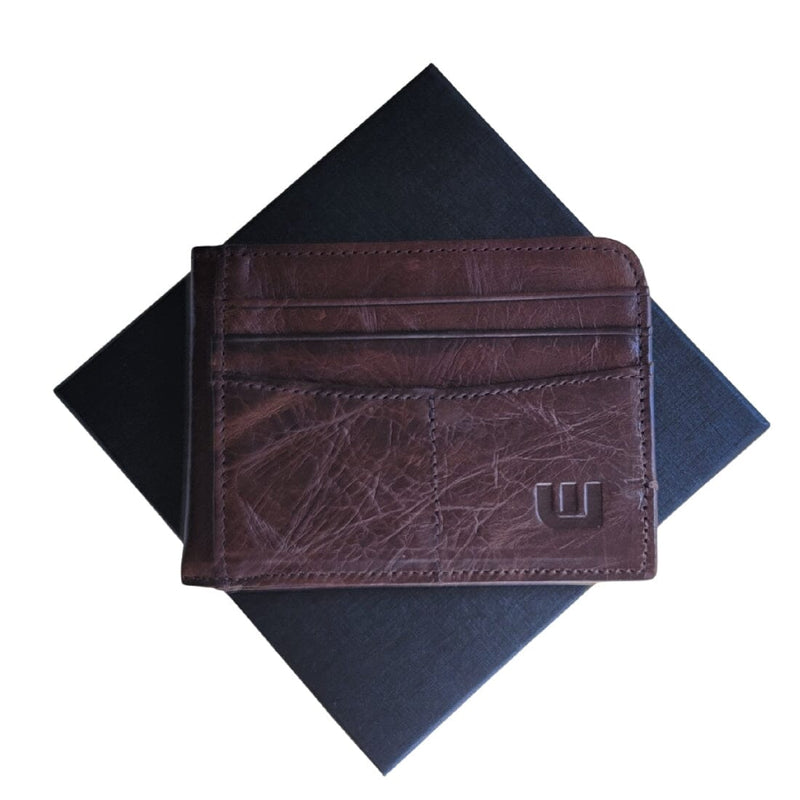 Simple Leather Card Holder Credit Card Holder WALLETERAS Chocolate 