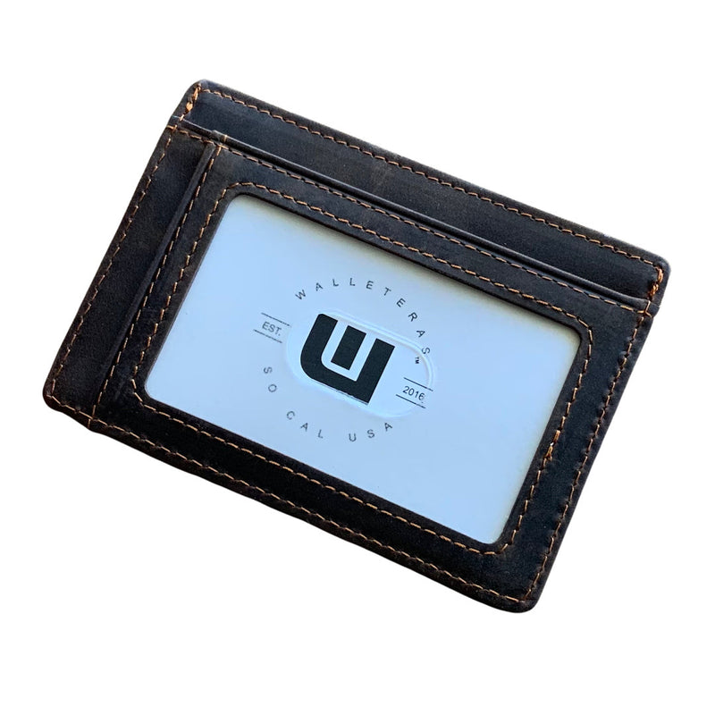 RFID Minimalist Front Pocket Wallet / Credit Card Holder with ID Window - Espresso "M" Credit Card Holder WALLETERAS 