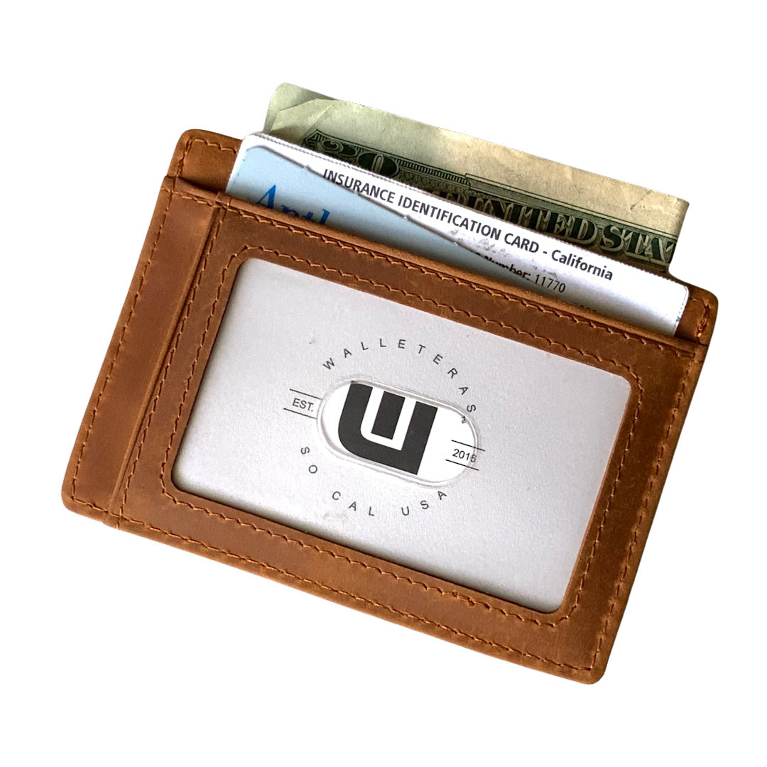 RFID Minimalist Front Pocket Wallet / Credit Card Holder with ID Window - Espresso "M" Credit Card Holder WALLETERAS 