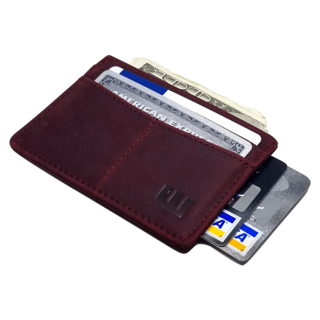 small red wallet in crazy horse leather