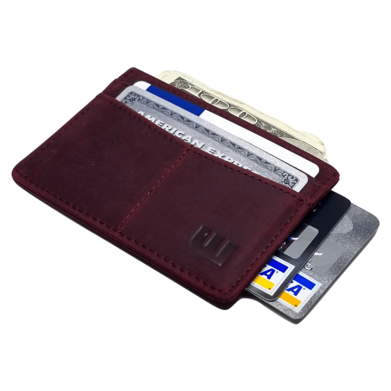 Minimalist Front Pocket Wallet and Credit Card Holder Brown / Crazy Horse Leather / M2