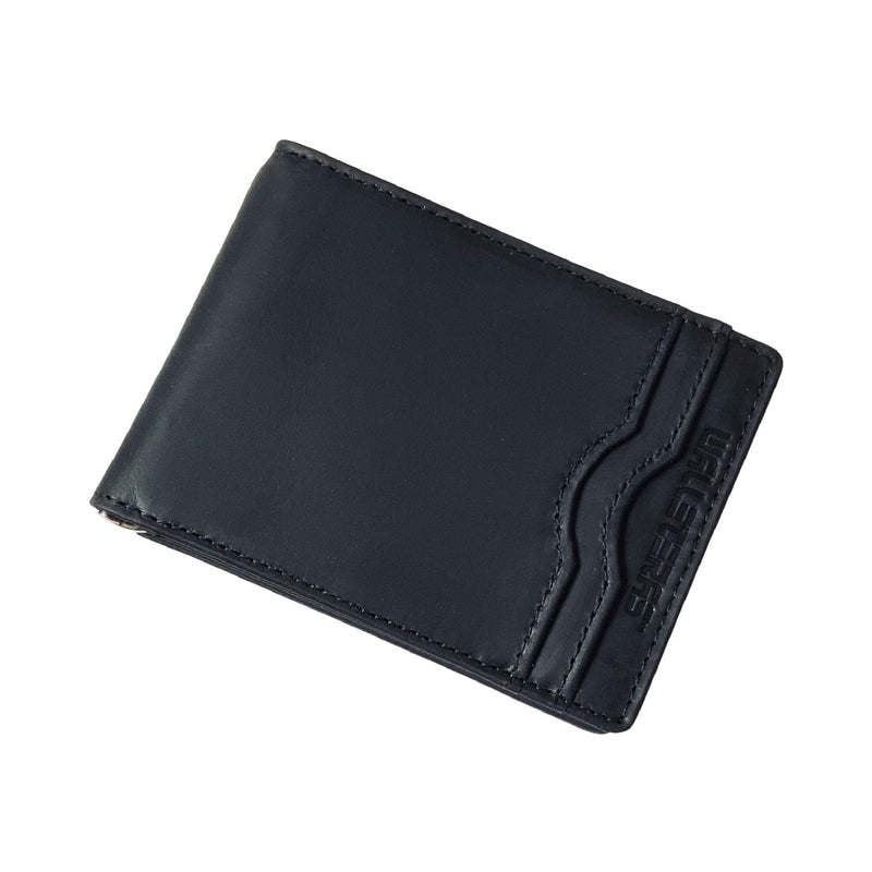 RFID Bifold Wallet With Money Clip in Crazy Horse Leather Money Clip Wallet WALLETERAS Black Money Clip 