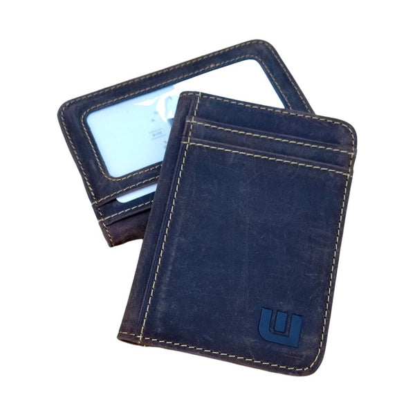 2 ID Front Pocket Leather Wallet - S2 Front Pocket Wallet WALLETERAS Crazy Horse Leather Coffee 