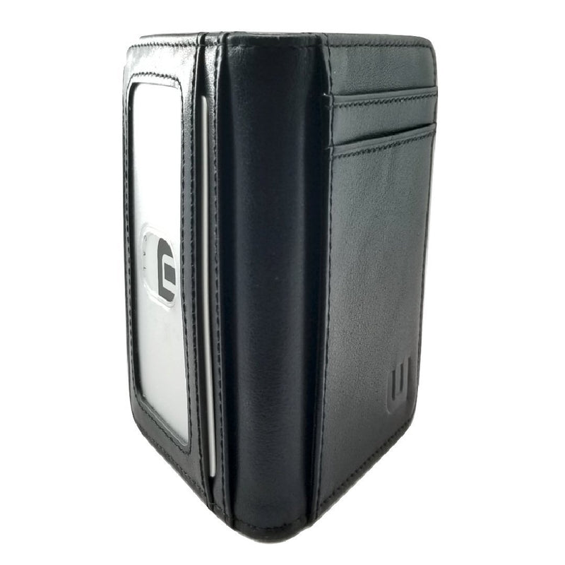 black mini wallet with ID
