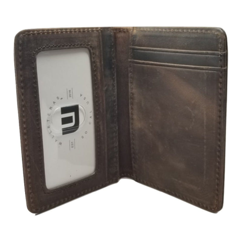 Front Pocket Wallet with RFID Protection and ID Window - S1 RFID BiFold Front Pocket Wallet WALLETERAS Crazy Horse Leather Coffee 
