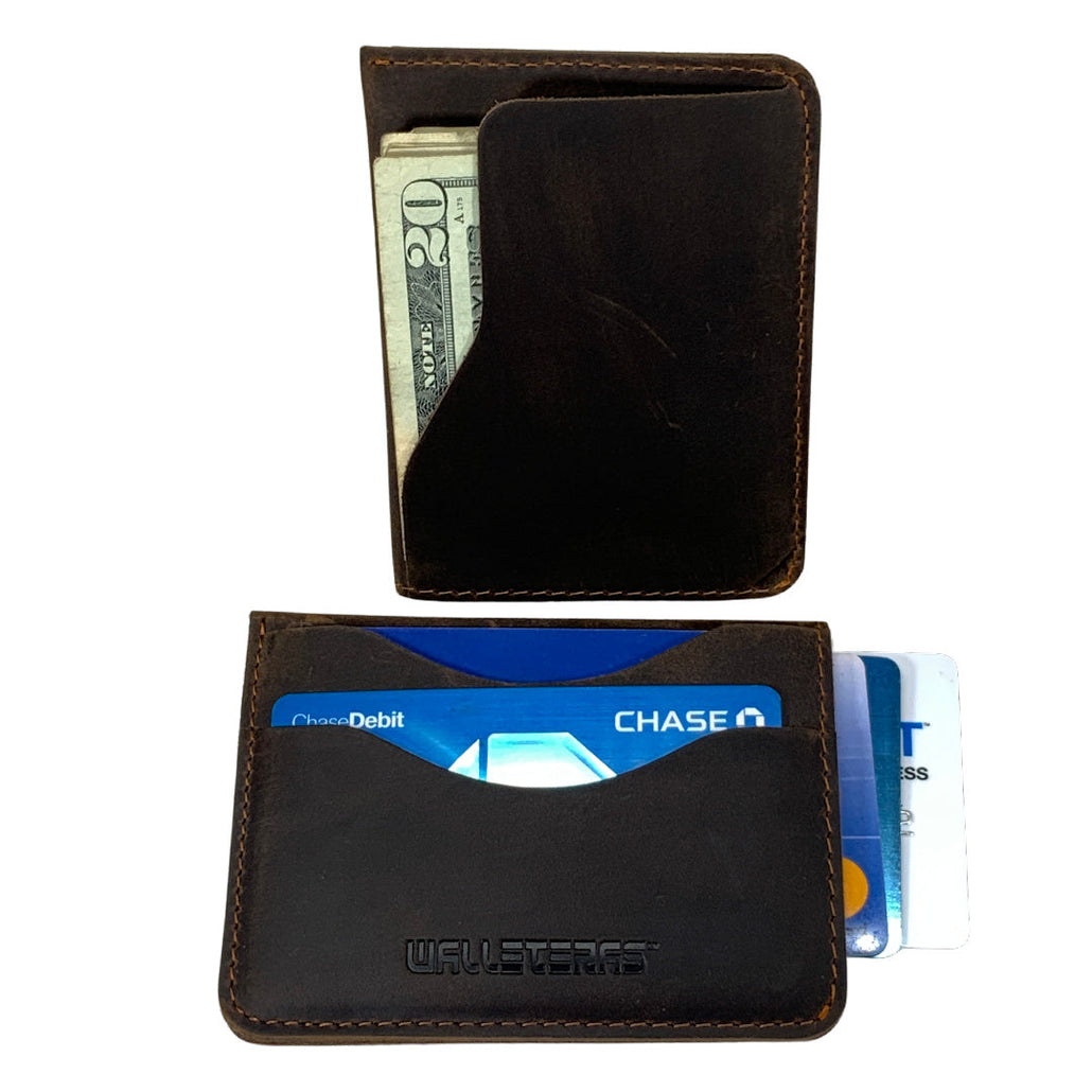 Minimalist Front Pocket Wallet in Crazy Horse Leather - Solo II