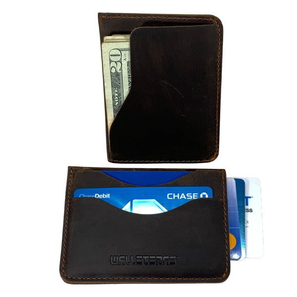 Minimalist Front Pocket Wallet in Crazy Horse Leather - Solo II Credit Card Holders WALLETERAS Dark Brown Solo II 