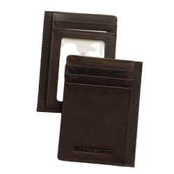 RFID Leather Card Holder with ID and Cash Pocket - DEC Credit Card Holder WALLETERAS Coffee T Crazy Horse
