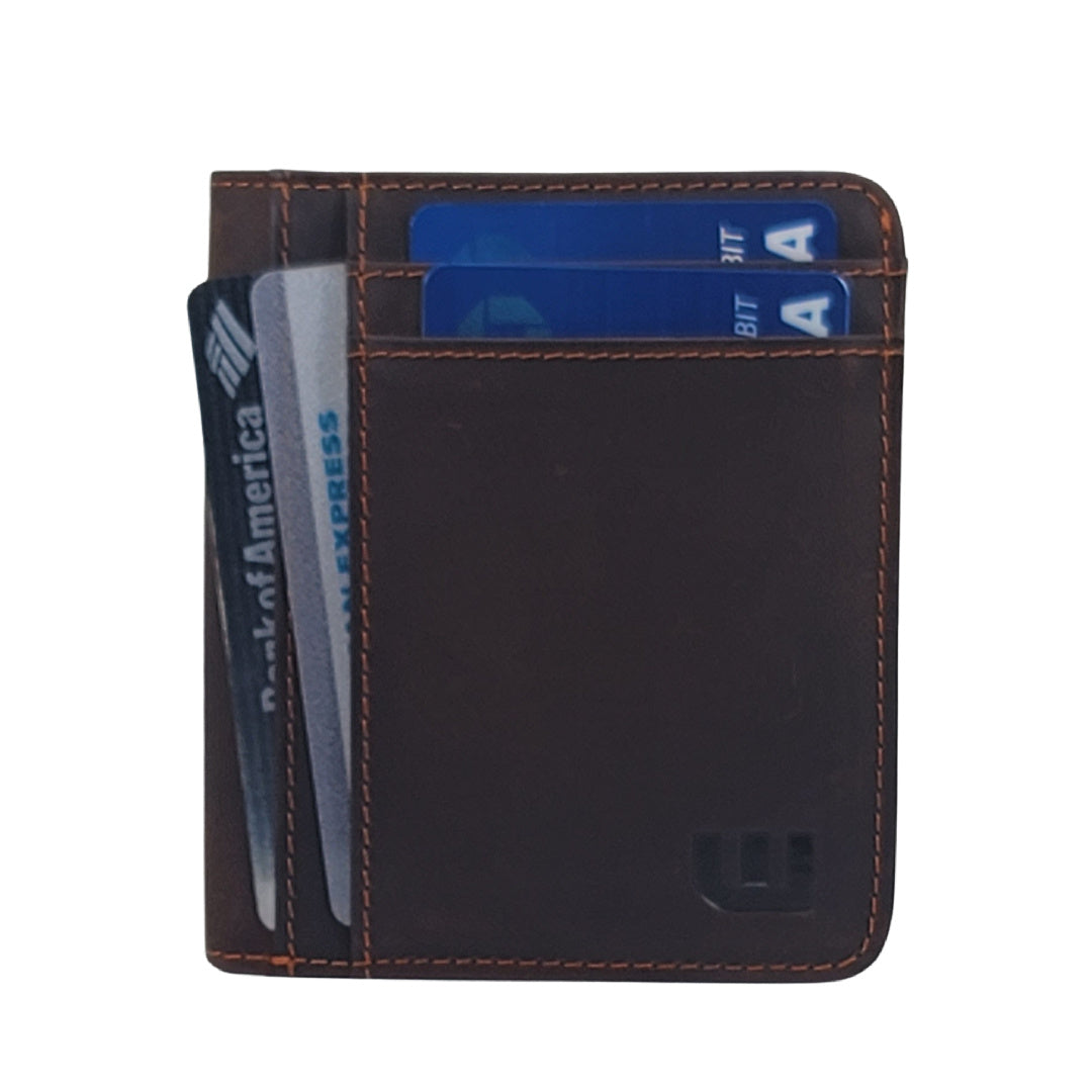 WALLETERAS Two ID Brown Leather Wallet - Heritage TX2