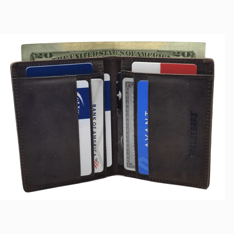 Bifold Leather Mini Wallet Vertical Style - N4E1 Bi-Fold wallet WALLETERAS 