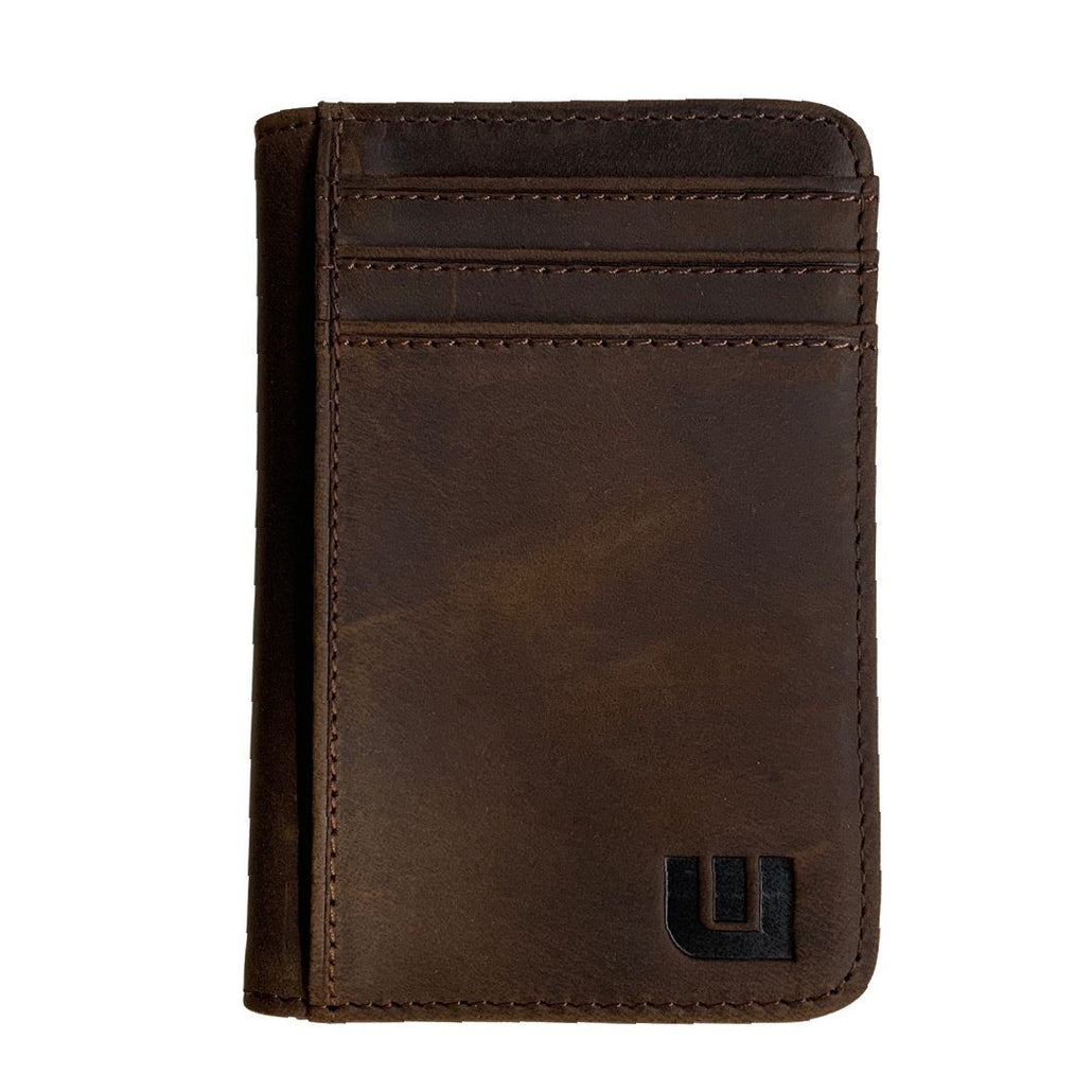 Front Pocket Wallet with RFID in Crazy Horse Leather - Double Espresso 'T2"