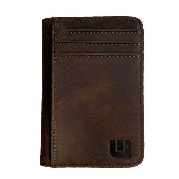 Front Pocket Wallet with RFID in Crazy Horse Leather - Double Espresso 'T2" RFID BiFold Front Pocket Wallet WALLETERAS T2-ID Coffee RFID
