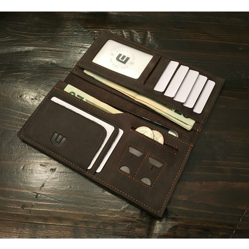 Long Wallet in Distressed Leather - Dark Brown Long wallets WALLETERAS 
